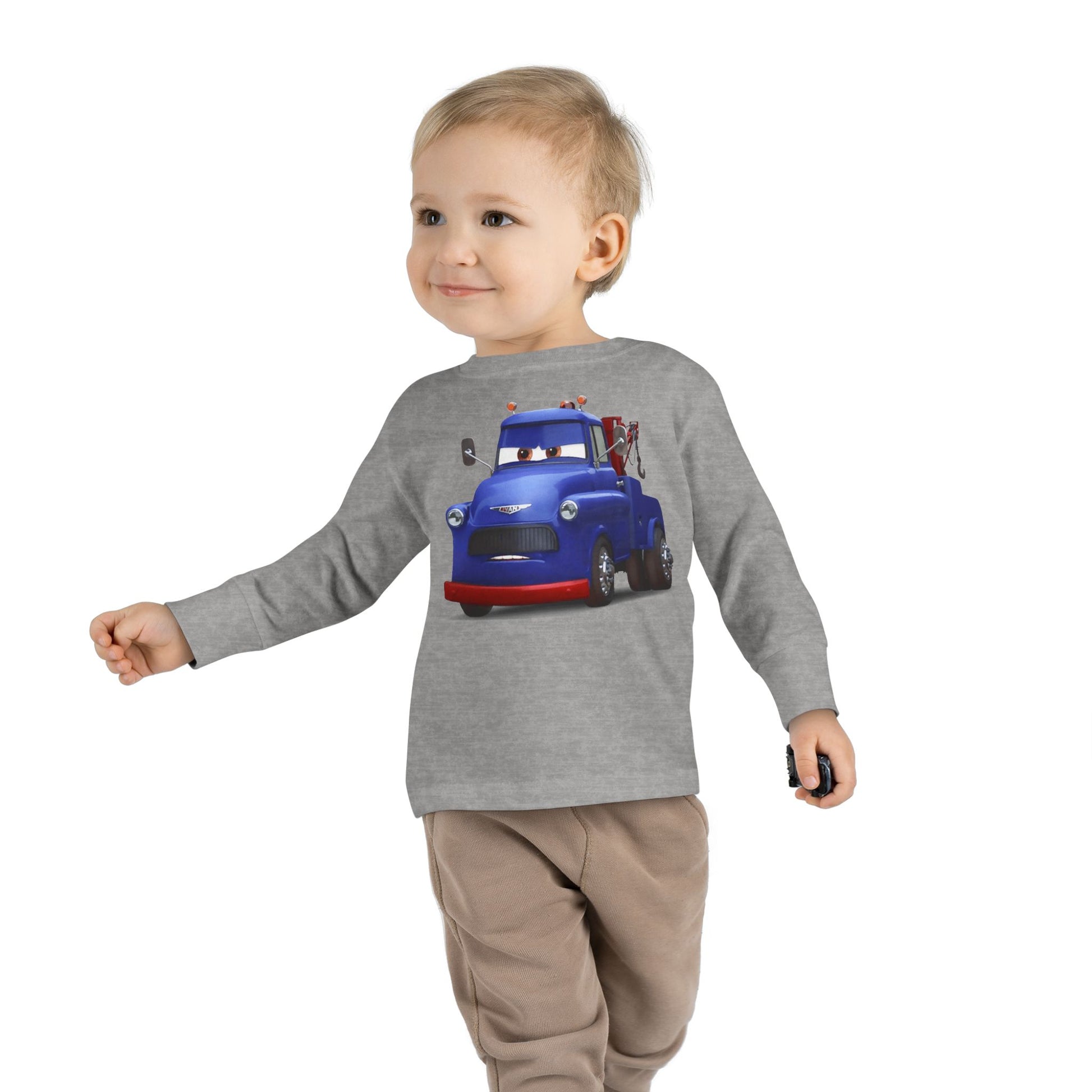 Toddler Long Sleeve Tee featuring a Fun Cartoon Truck