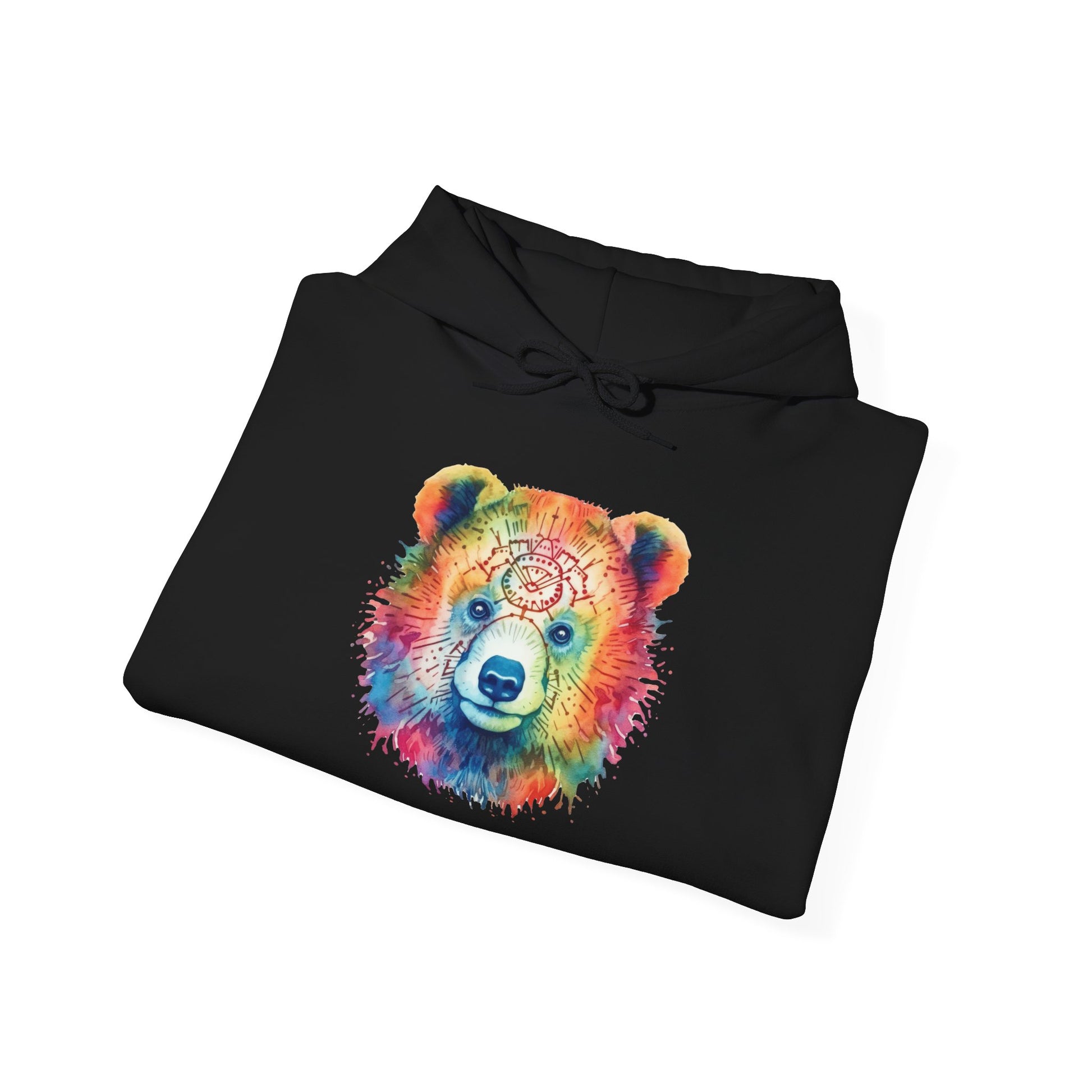 Psychedelic Bear Hoodie – Colorful Mandala Animal Sweatshirt for Artistic, Free-Spirited Style