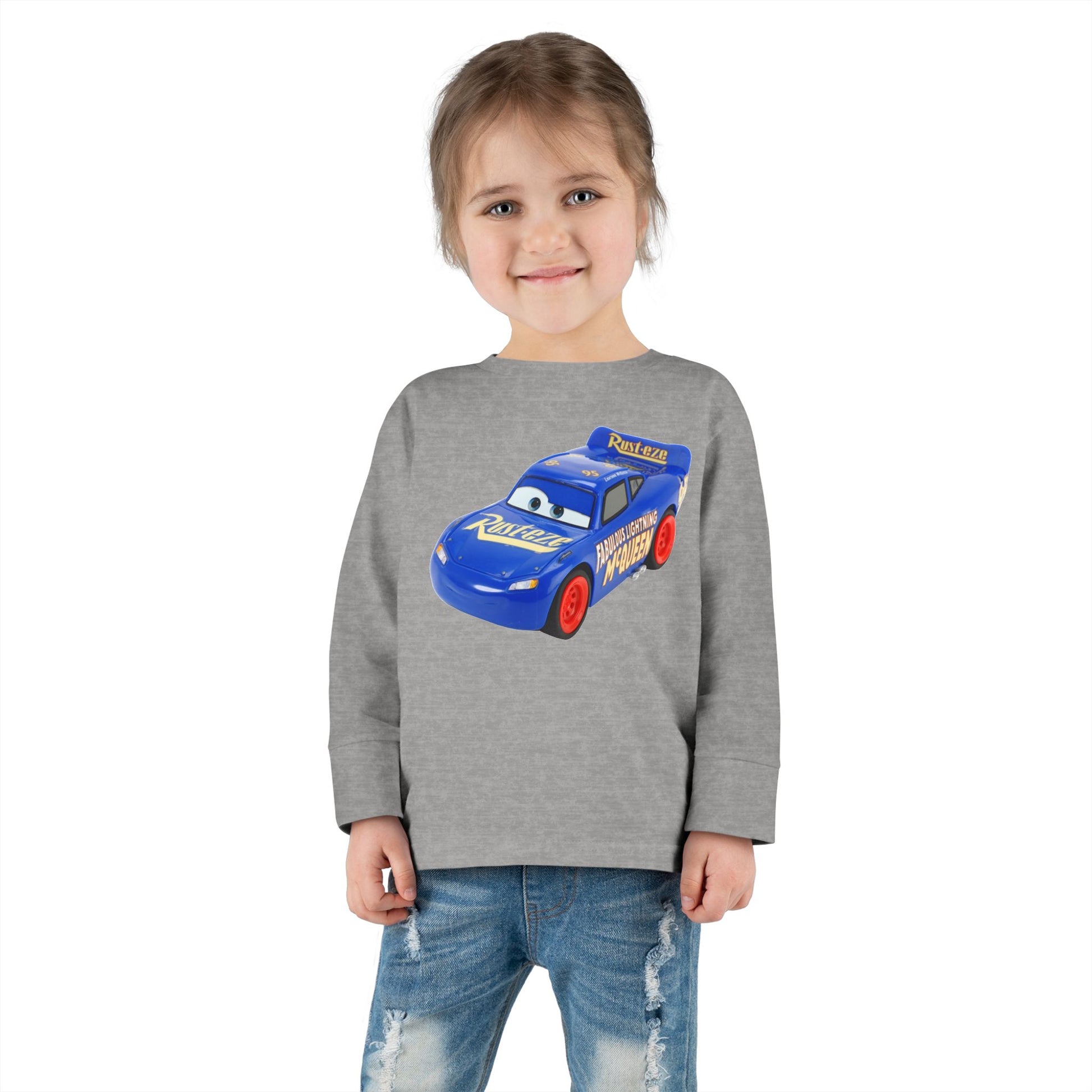Toddler Long Sleeve Tee with Race Car Design